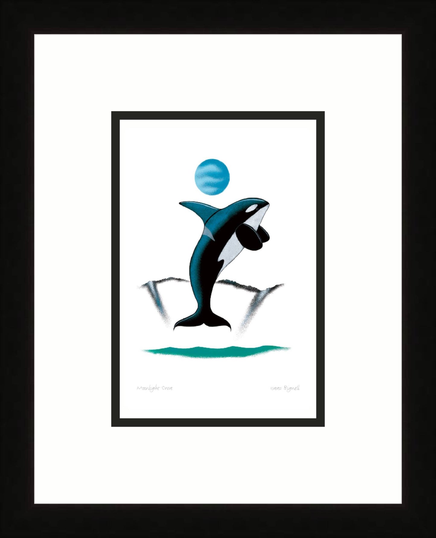 Moonlight Orca by Isaac Bignell, Indigenous Art Card, Native Decor, Framed Art Card