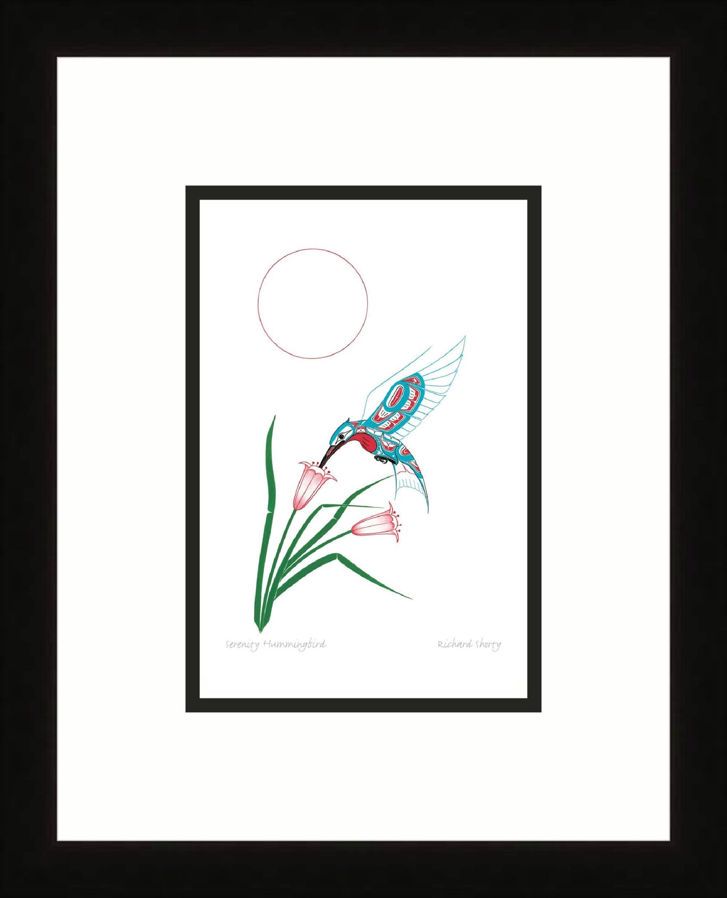 Serenity Hummingbird by Richard Shorty, Indigenous Art Card, Hummingbird Framed Art Card