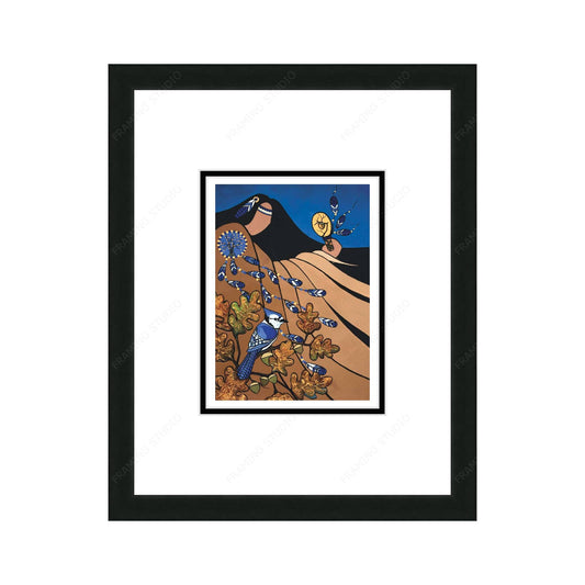 Preparing For Winter by Pam Cailloux, Indigenous Art Card, Framed Art Card, Métis Artist