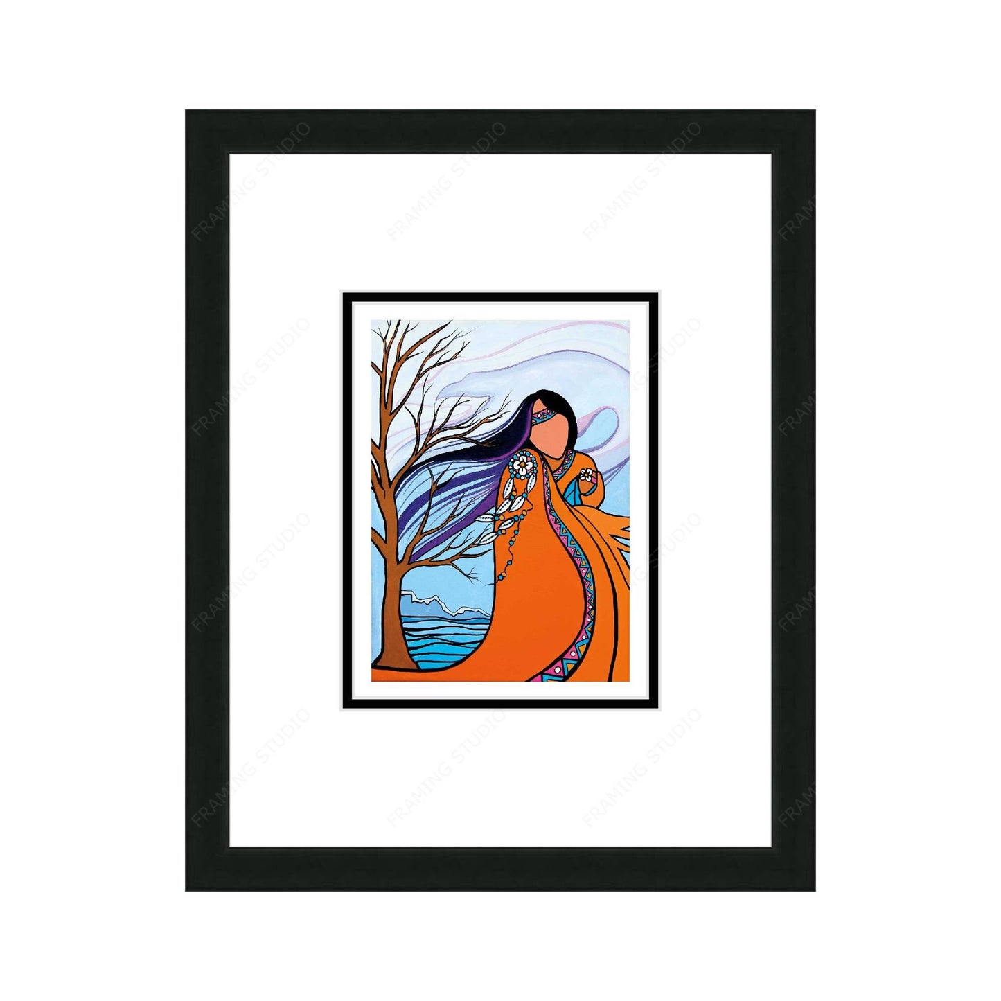 Winter Protector by Pam Cailloux, Indigenous Art Card, Framed Art Card, Métis Artist