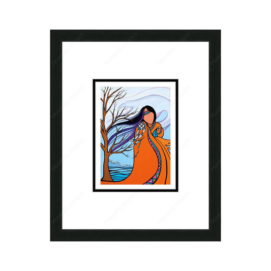 Winter Protector by Pam Cailloux, Indigenous Art Card, Framed Art Card, Métis Artist