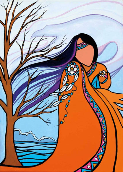 Winter Protector by Pam Cailloux, Indigenous Art Card, Framed Art Card, Métis Artist