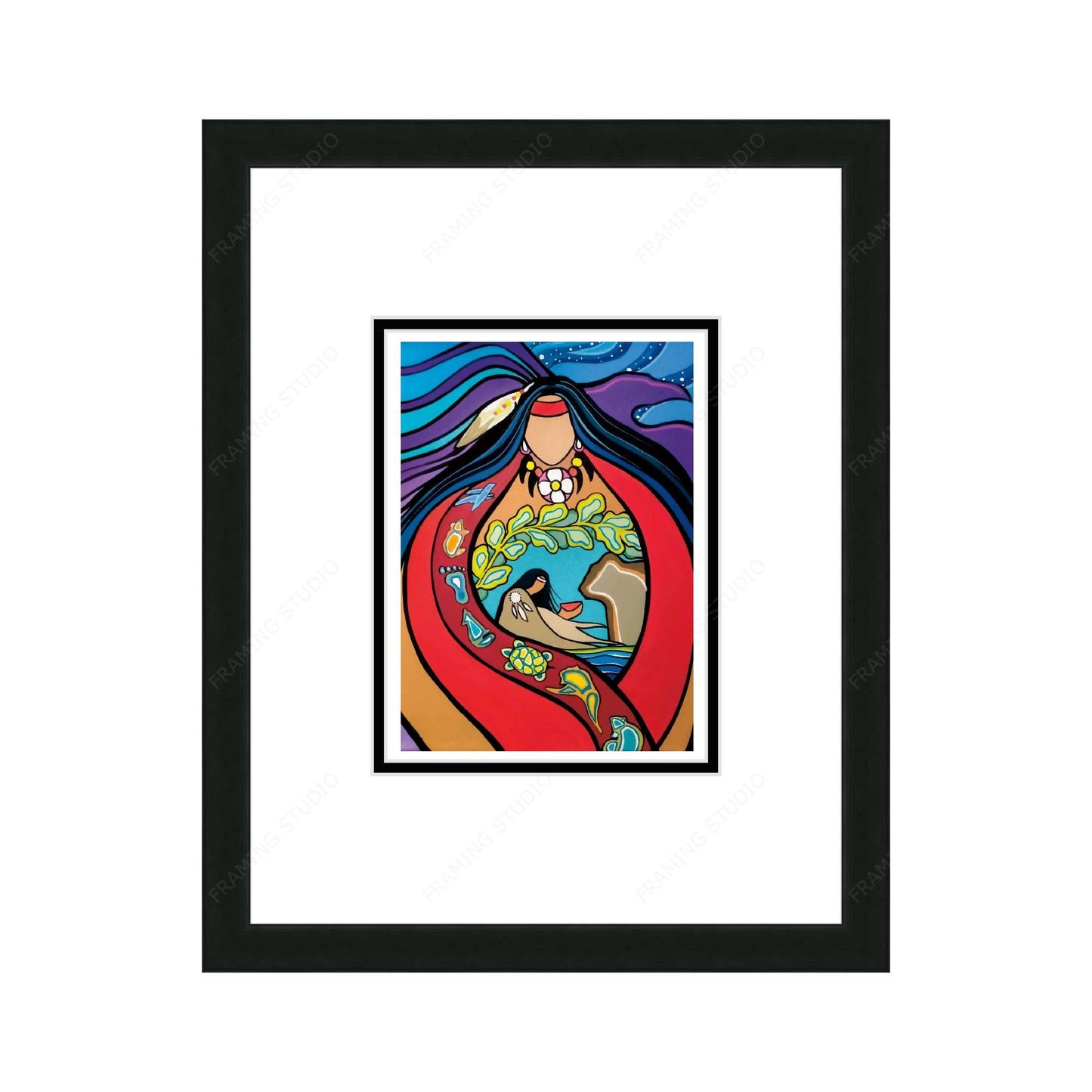 Seven Teachings by Pam Cailloux, Indigenous Art Card, Framed Art Card, Métis Artist