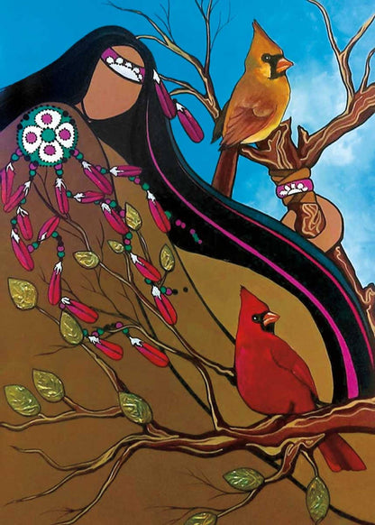 Two Messengers by Pam Cailloux, Indigenous Art Card, Framed Art Card, Métis Artist