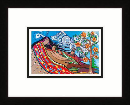 Knowledge Through The Generations by Pam Cailloux, Indigenous Art Card, Framed Art Card, Métis Artist