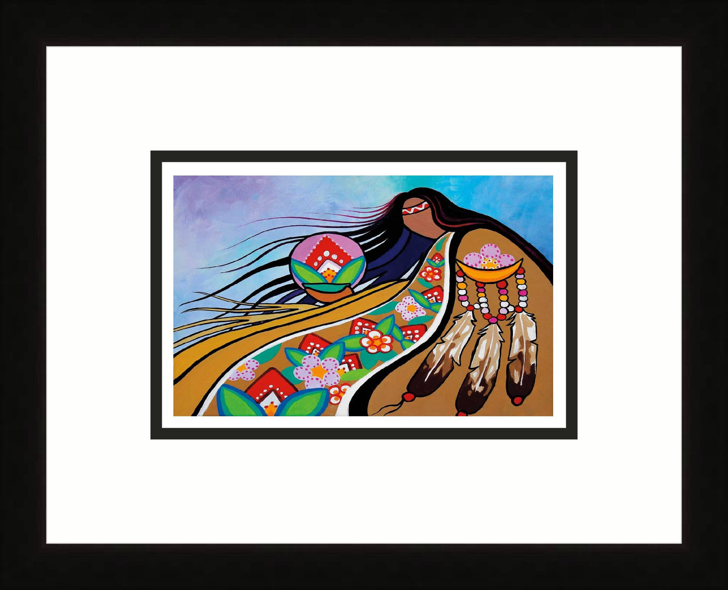 Strawberry Moon by Pam Cailloux, Indigenous Art Card, Framed Art Card, Métis Artist