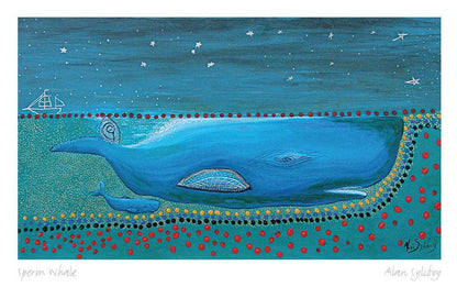 Sperm Whale by Alan Syliboy, Indigenous Art Card, Framed Art Card, Mi’kmaq Artist