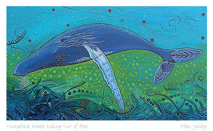 Humpback Whale Rolling Out Of Bed by Alan Syliboy, Indigenous Art Card, Framed Art Card, Mi’kmaq Artist