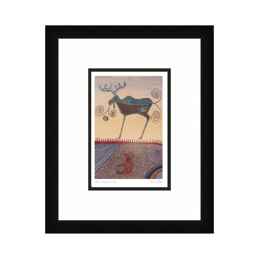 Man Smoking A Pipe by Alan Syliboy, Indigenous Art Card, Framed Art Card, Mi’kmaq Artist