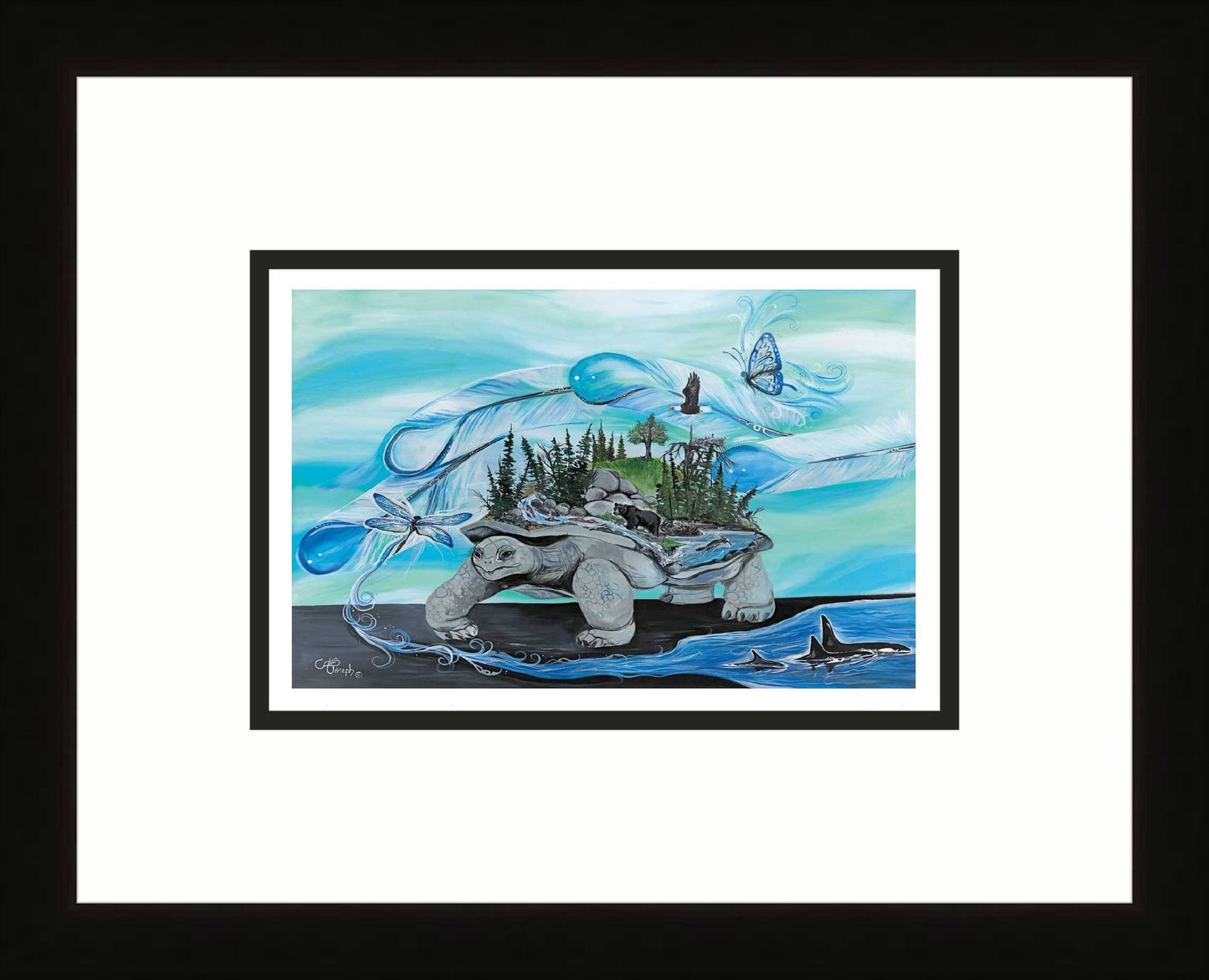 Turtle Island By Carla Joseph, Indigenous Art Print, First Nations, Native Americans, Cree, Métis, Framed Art