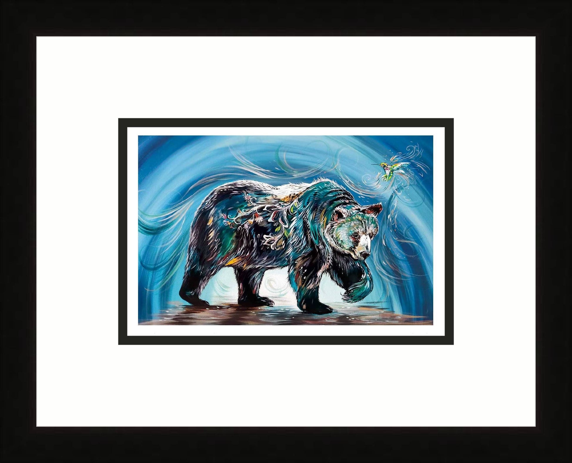 Bear With Hummingbird By Carla Joseph, Indigenous Art Print, First Nations, Native Americans, Cree, Métis, Framed Art