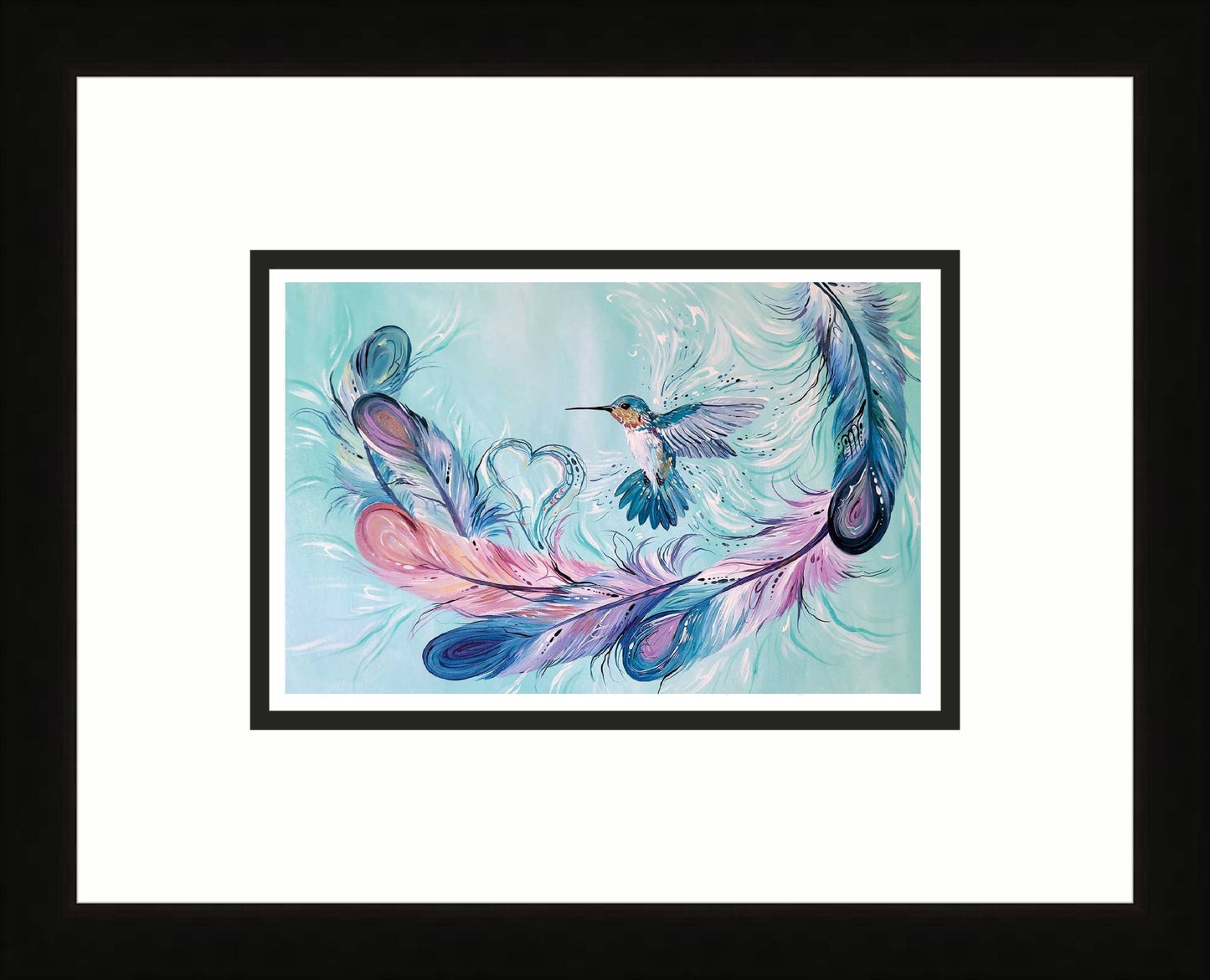 Hummingbird Feathers By Carla Joseph, Indigenous Art Print, First Nations, Native Americans, Cree, Métis, Framed Art