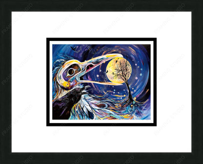 Raven Moon By Carla Joseph, Indigenous Art Print, First Nations, Native Americans, Cree, Métis, Framed Art