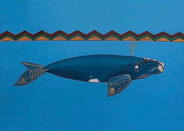 Right Whale by Alan Syliboy, Indigenous Art Card, Framed Art Card, Mi’kmaq Artist