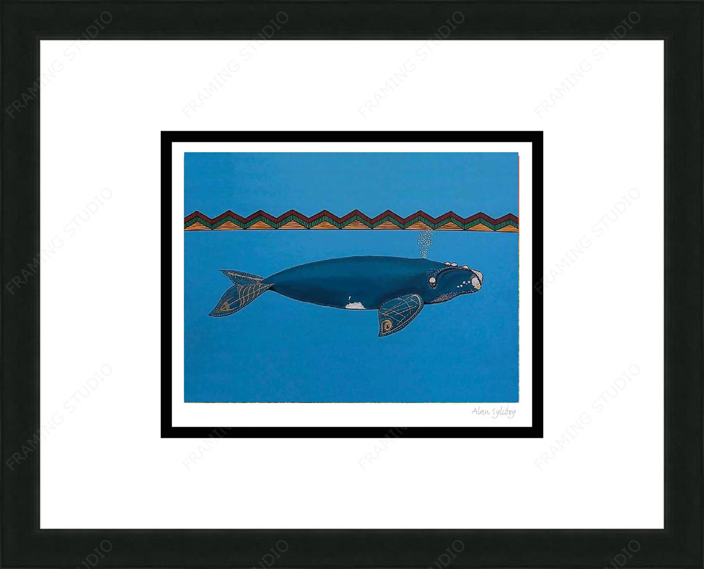 Right Whale by Alan Syliboy, Indigenous Art Card, Framed Art Card, Mi’kmaq Artist