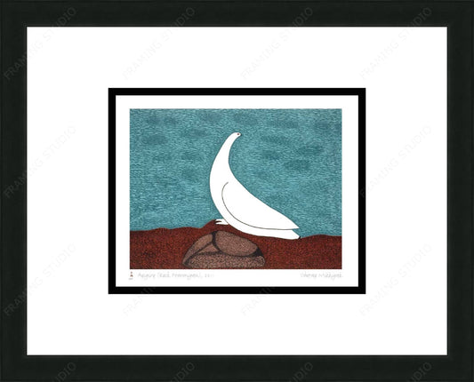 Aqigirq (Rock Ptarmigan), 2011 by Ohotaq Mikkigak,  Inuit Art Card, Framed Art Card