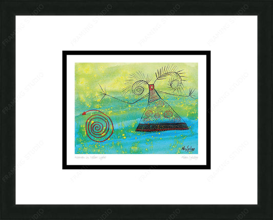 Woman In Yellow Light by Alan Syliboy, Indigenous Art Card, Framed Art Card, Mi’kmaq Artist