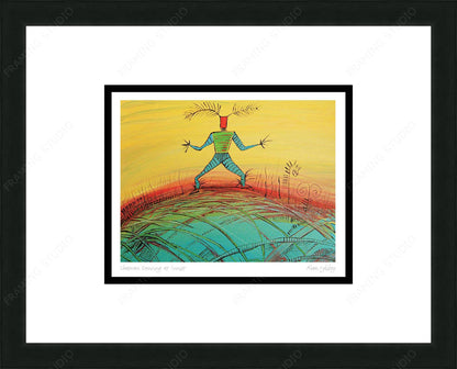 Shaman Dancing At Sunset by Alan Syliboy, Indigenous Art Card, Framed Art Card, Mi’kmaq Artist