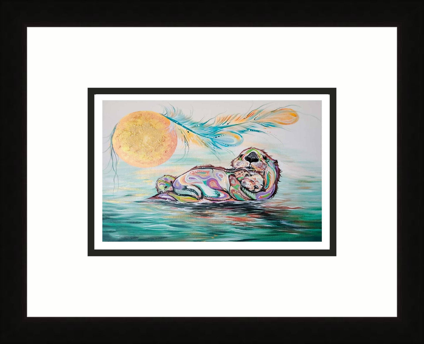 Otter Family By Carla Joseph, Indigenous Art Print, First Nations, Native Americans, Cree, Métis, Framed Art