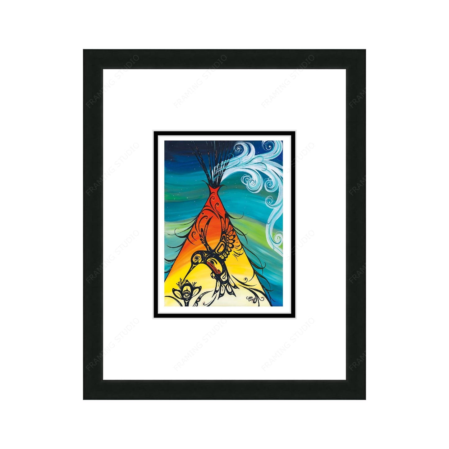 Hummingbird Teepee By Carla Joseph, Indigenous Art Print, First Nations, Native Americans, Framed Art