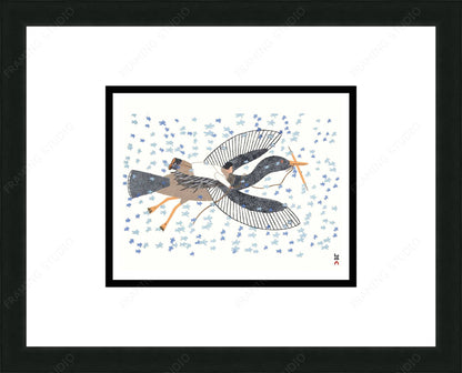 Celestial Flight by Qavavau Manumie, Inuit Art Card, Framed Art Card, Cape Dorset