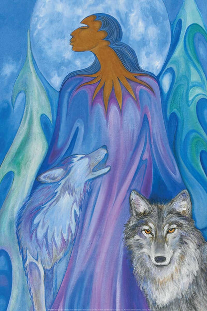 Wolf Guardian by Maxine Noel, Indigenous Art Card, First Nations, Native Americans, Framed Art