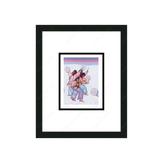 Snow Singers By Cecil Youngfox Framed Artcard, Indigenous Art