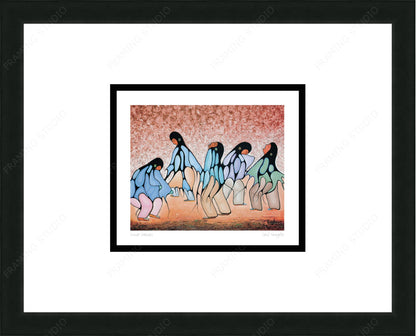 Sunset Dancers By Cecil Youngfox Framed Artcard, Indigenous Art