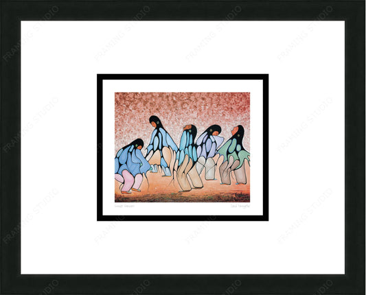 Sunset Dancers By Cecil Youngfox Framed Artcard, Indigenous Art