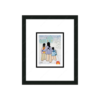 Family By Cecil Youngfox Framed Artcard, Indigenous Art