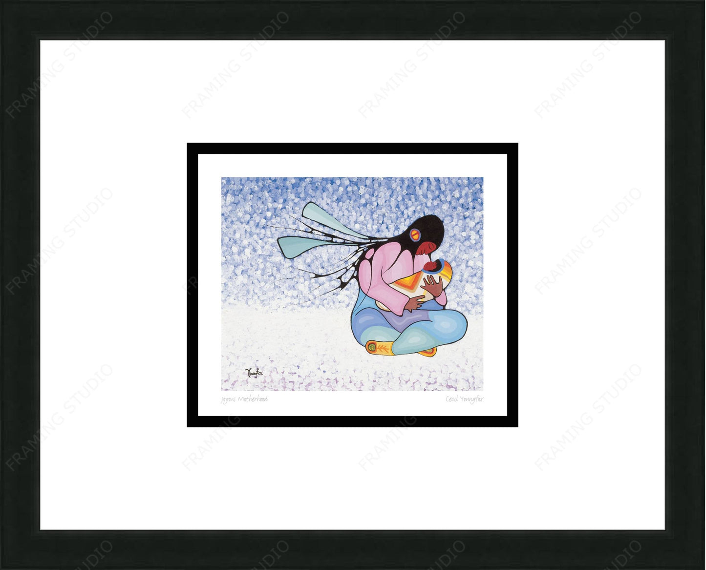 Joyous Motherhood By Cecil Youngfox Framed Artcard, Indigenous Art