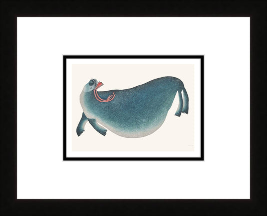 Coastal Spirit by Ningiukulu Teevee, Indigenous Inuit Art Card, Aboriginal Decor, Framed Art Card,  Cape Dorset