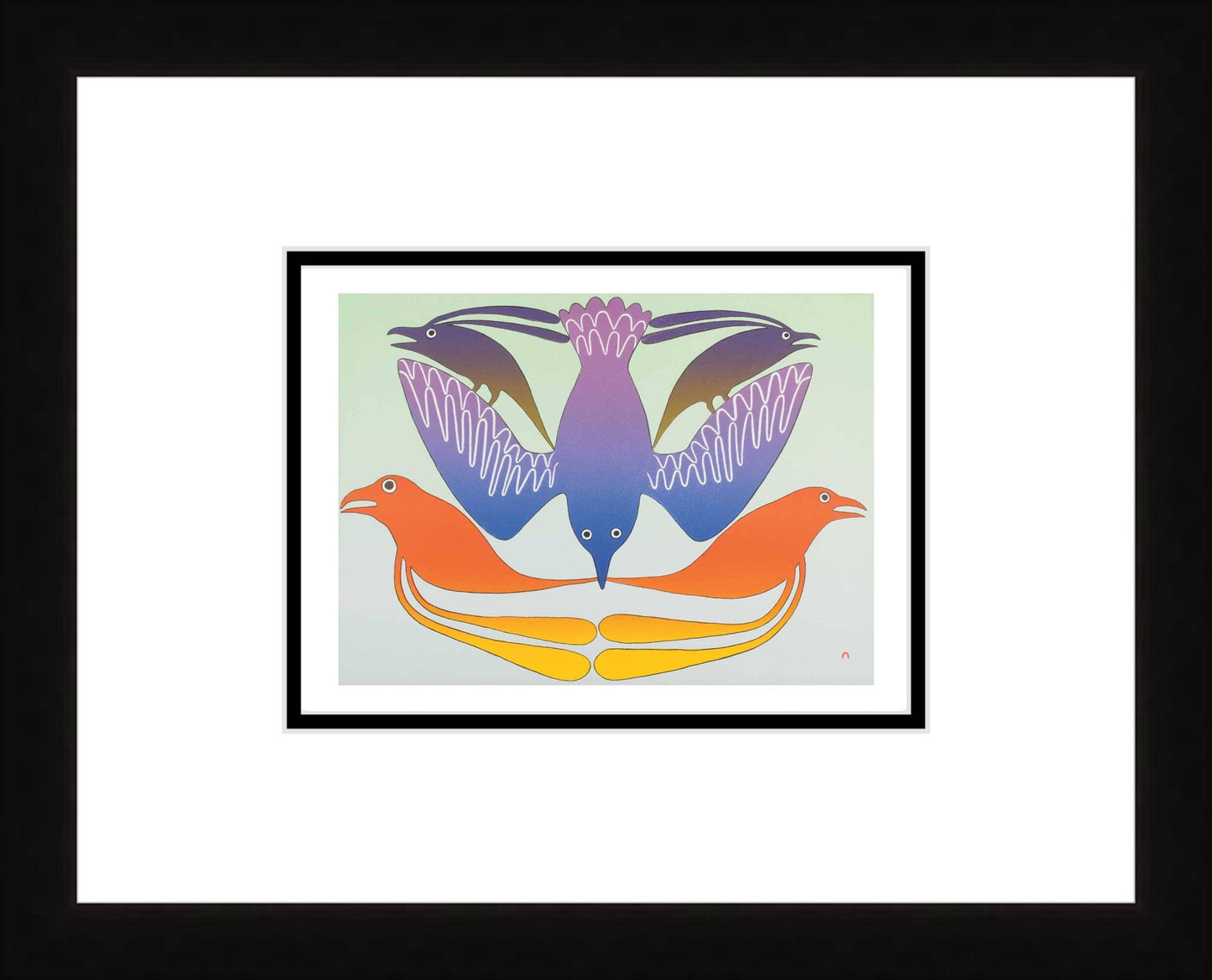 Feathered Rainbow, 2002 by Kenojuak Ashevak, Indigenous Inuit Art Card, Aboriginal Decor, Framed Art Card