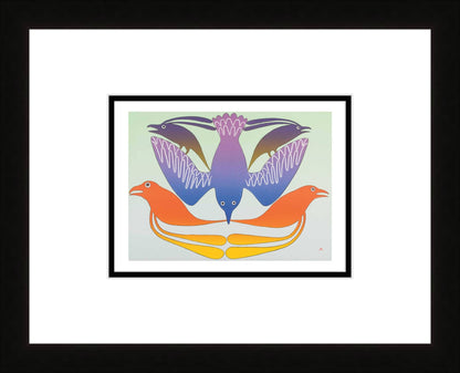 Feathered Rainbow, 2002 by Kenojuak Ashevak, Indigenous Inuit Art Card, Aboriginal Decor, Framed Art Card