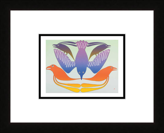 Feathered Rainbow, 2002 by Kenojuak Ashevak, Indigenous Inuit Art Card, Aboriginal Decor, Framed Art Card