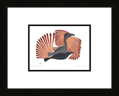 Intruding Raven, 2001 by Kenojuak Ashevak, Indigenous Inuit Art Card, Aboriginal Decor, Framed Art Card