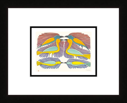 Mirrored Image, Lithograph, by Kenojuak Ashevak, Indigenous Inuit Art Card, Aboriginal Decor, Framed Art Card