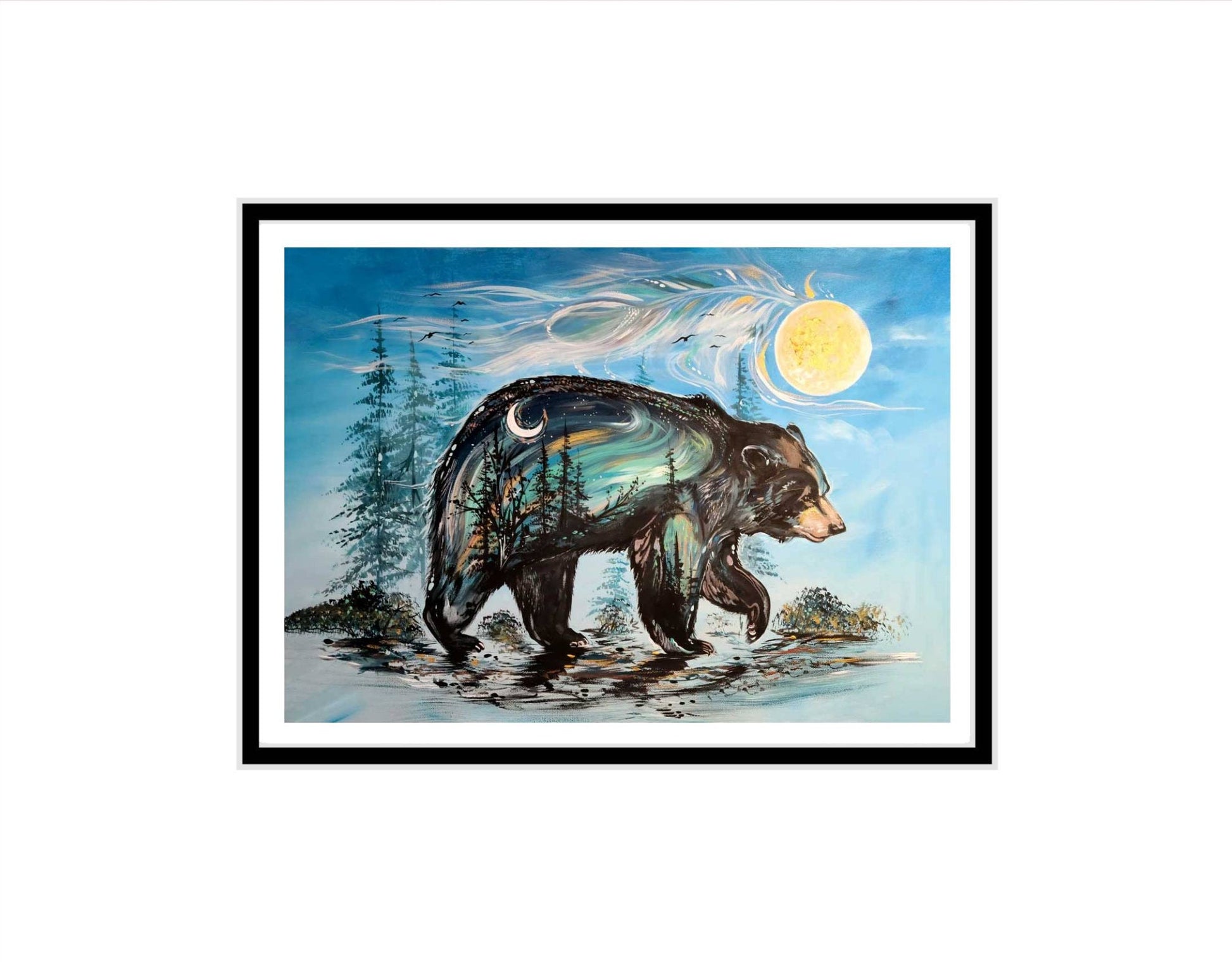 A Bear’s Journey By Carla Joseph, Indigenous Art Print, First Nations, Native Americans, Cree, Métis, Framed Art