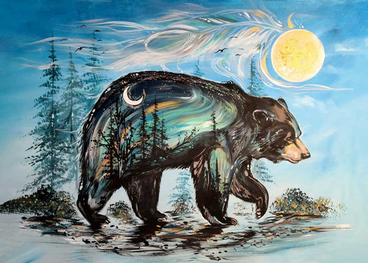 A Bear’s Journey By Carla Joseph, Indigenous Art Print, First Nations, Native Americans, Cree, Métis, Framed Art