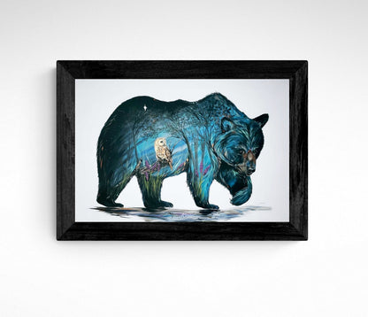 Wise Bear By Carla Joseph, Indigenous Art Print, First Nations, Native Americans, Cree, Métis, Framed Art