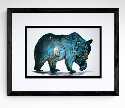 Wise Bear By Carla Joseph, Indigenous Art Print, First Nations, Native Americans, Cree, Métis, Framed Art