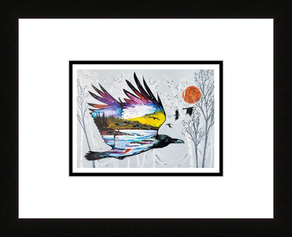 Raven’s Flight By Carla Joseph, Indigenous Art Print, First Nations, Native Americans, Cree, Métis, Framed Art