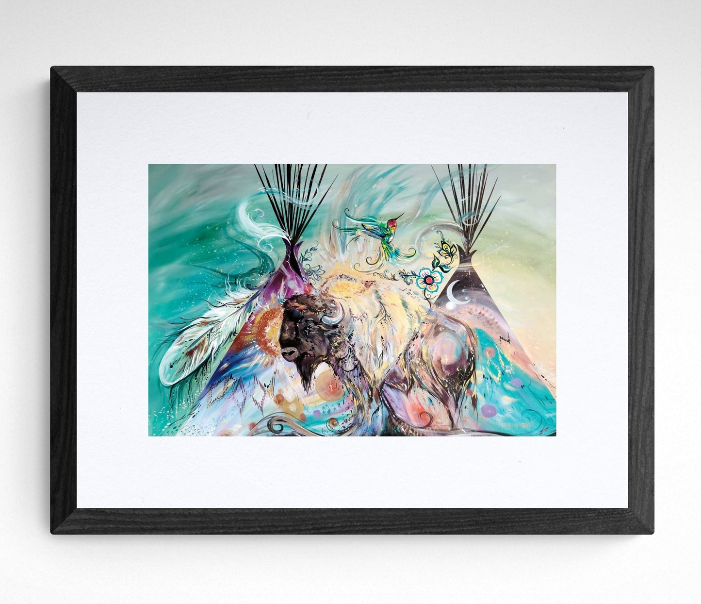 Mighty Buffalo By Carla Joseph, Indigenous Art Print, First Nations, Native Americans, Cree, Métis, Framed Art