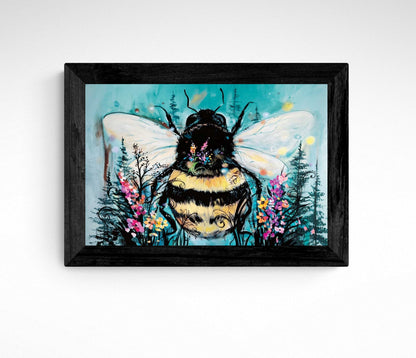 Bumble Bee By Carla Joseph, Indigenous Art Print, First Nations, Native Americans, Cree, Métis, Framed Art