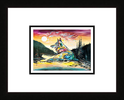 Lone Wolf By Carla Joseph, Indigenous Art Print, First Nations, Native Americans, Cree, Métis, Framed Art