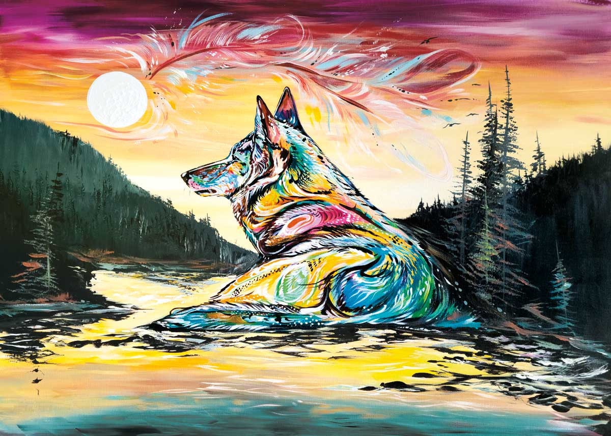 Lone Wolf By Carla Joseph, Indigenous Art Print, First Nations, Native Americans, Cree, Métis, Framed Art