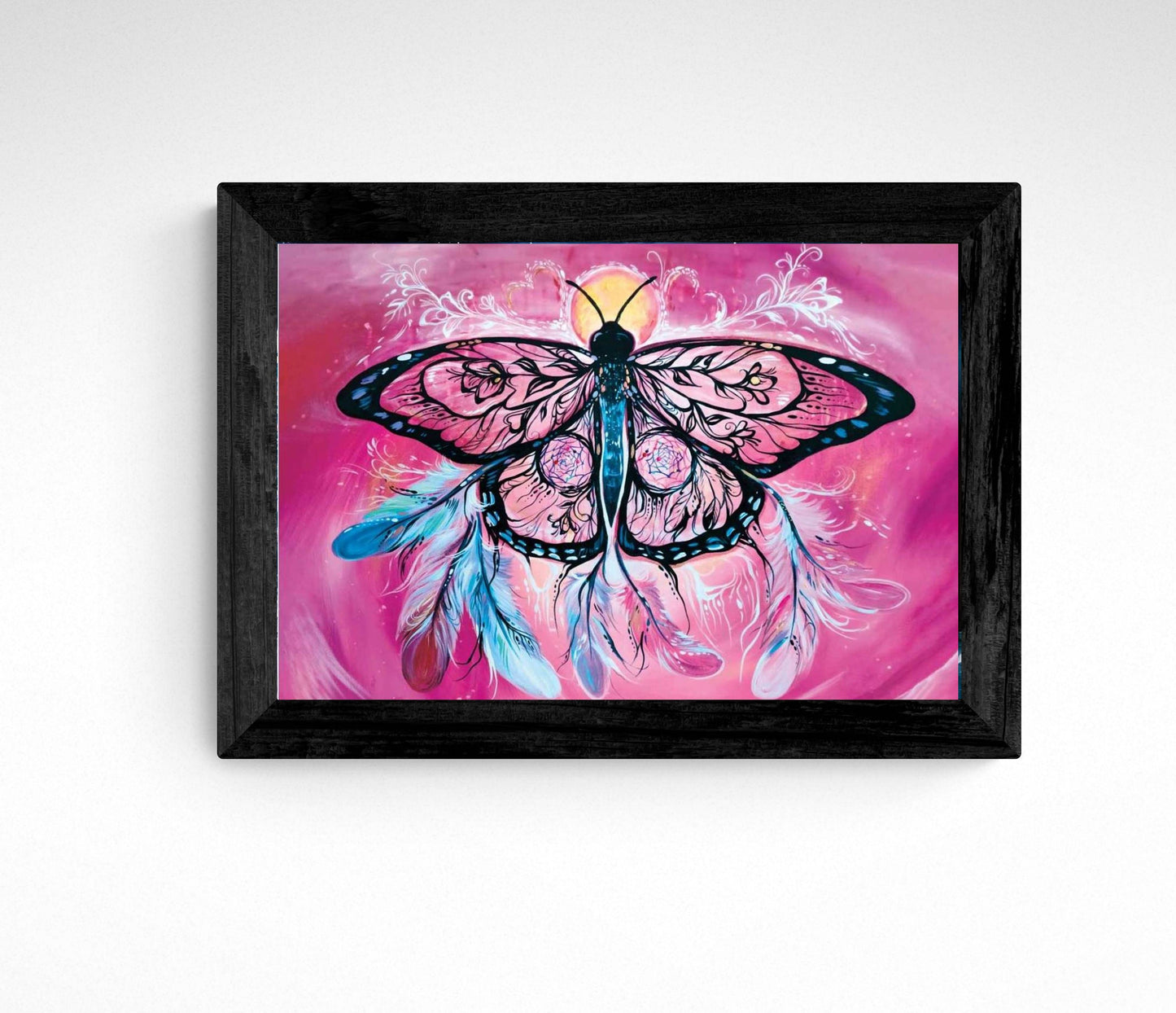 Butterfly Dreamcatcher By Carla Joseph, Indigenous Art Print, First Nations, Native Americans, Cree, Métis, Framed Art