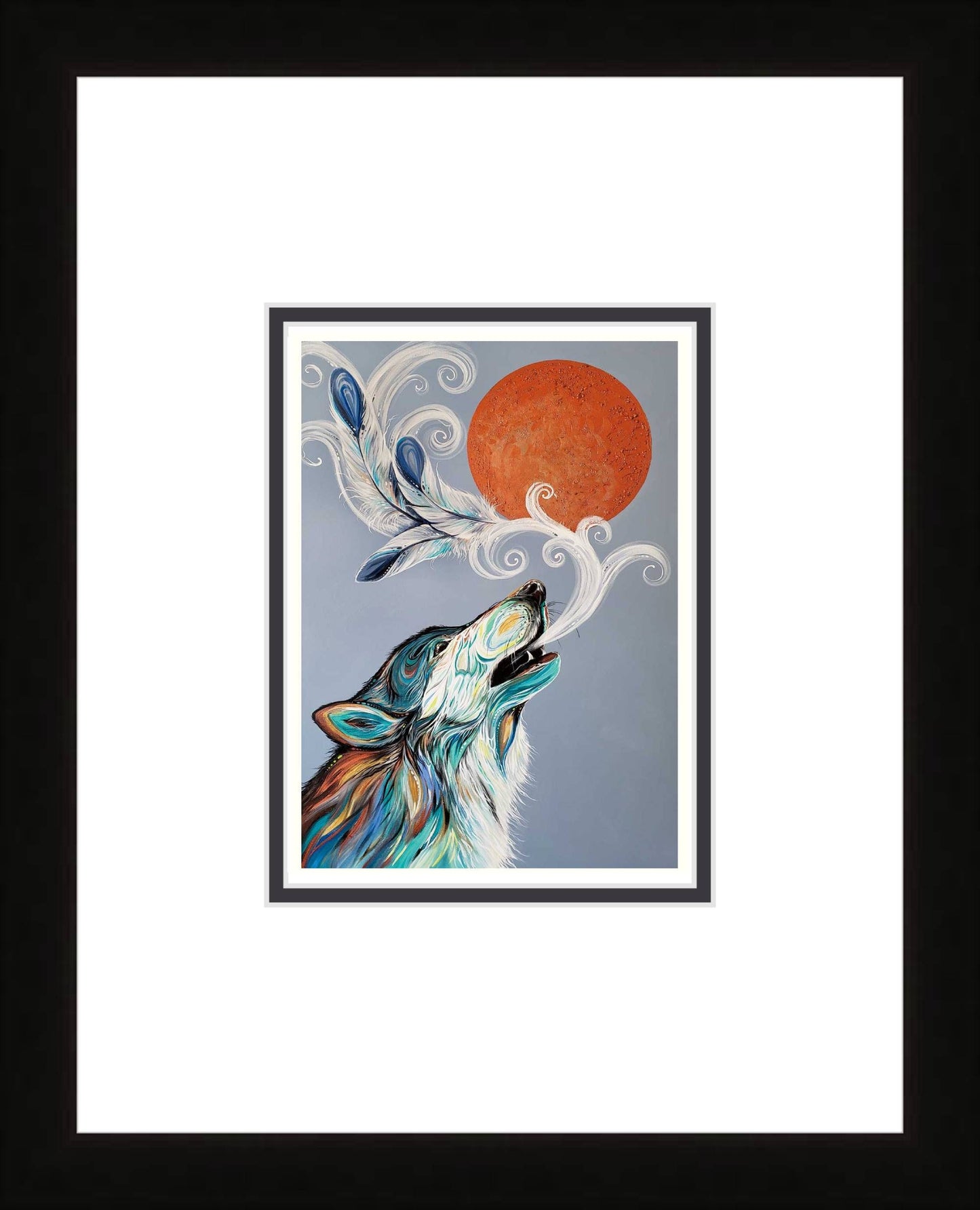 Cree Wolf Call By Carla Joseph, Indigenous Art Print, First Nations, Native Americans, Framed Art