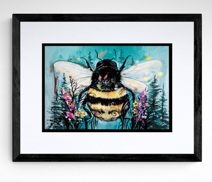 Bumble Bee By Carla Joseph, Indigenous Art Print, First Nations, Native Americans, Cree, Métis, Framed Art