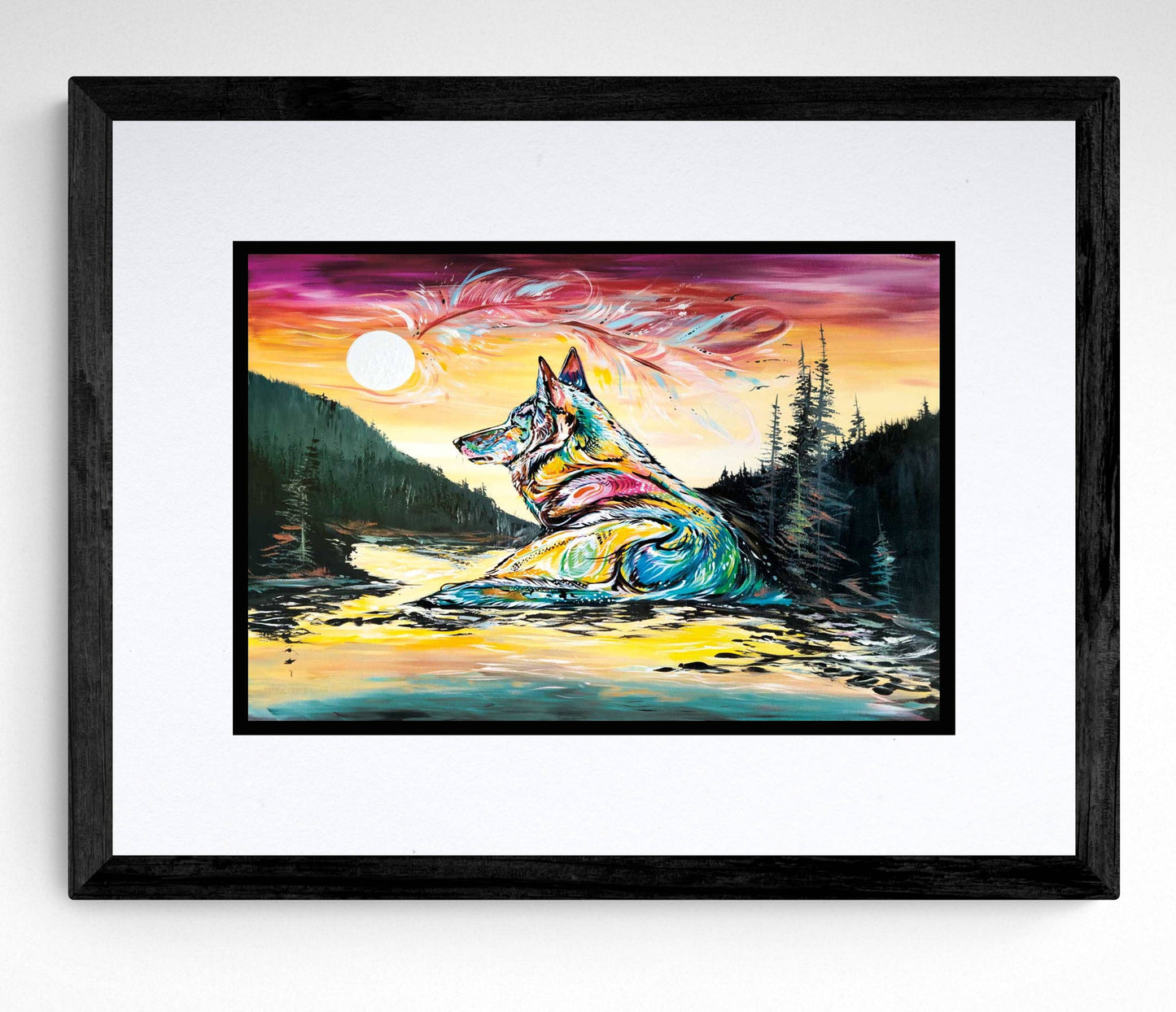 Lone Wolf By Carla Joseph, Indigenous Art Print, First Nations, Native Americans, Cree, Métis, Framed Art